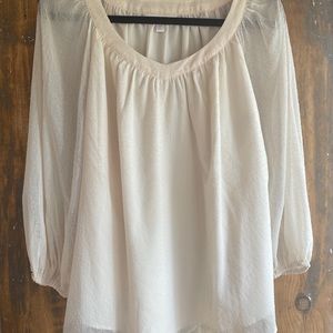 LC Lauren Conrad Ivory White Blouse 3/4 Sleeve Lined